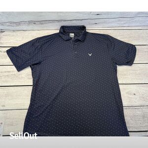 Callaway Men's XL Golf Polo Shirt Navy Martini Print Short Sleeve